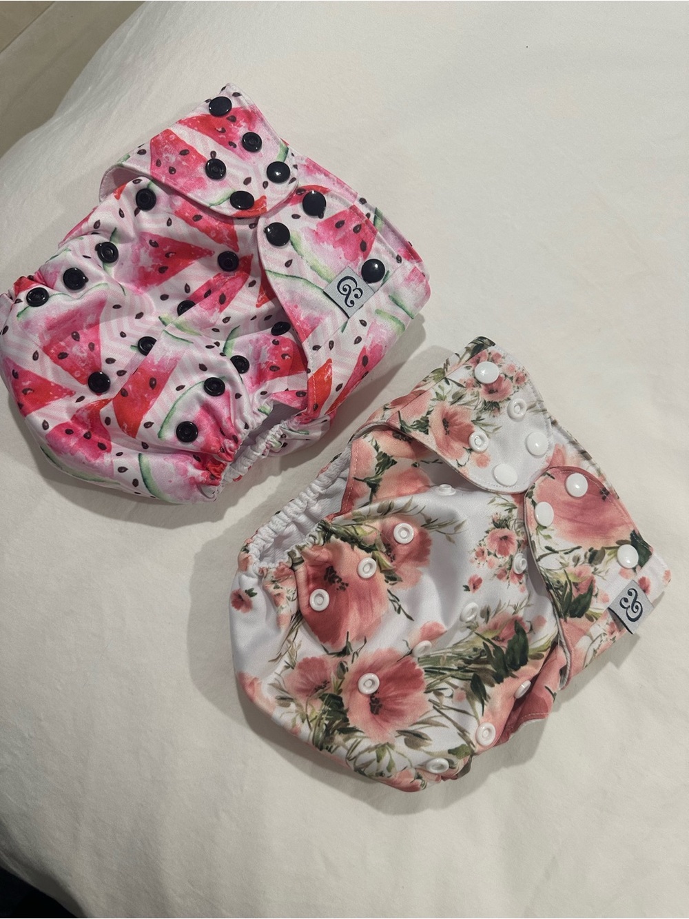 2 NEW Reusable Floral & Watermelon Print Cloth Diapers/ swim diapers for baby
